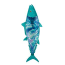 Blue Coastal Outdoor Wall Decor, Metal & Glass, Tuna with Metallic Finish