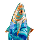 Blue Coastal Outdoor Wall Decor, Metal & Glass, Tuna with Metallic Finish