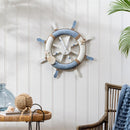 Blue Coastal Outdoor Wall Decor, Metal, Nautical Clock, 21" L x 21" H