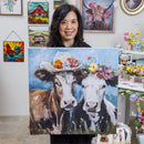Petal & Plow Indoor Wall Decor, Textile, Cow Couple Canvas, 24" L x 24" H