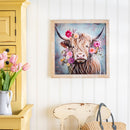 Petal & Plow Indoor Wall Decor, Metal, Yak with Florals Metal with Wooden Frame Wall Art, 20" L x 20