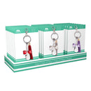 Tear Shaped with Bow Tie Glass Key Ring, Asst of 3, CDU