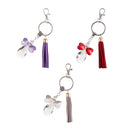 Tear Shaped with Bow Tie Glass Key Ring, Asst of 3, CDU
