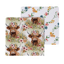 Hillside Pasture Farm Highland Cow Kitchen Gift Set Quick Dry, 1pc Towel and 2pc Dish Cloth