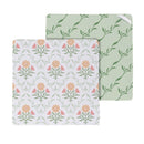 Cottage Garden Floral Quatrefoil Kitchen Gift Set Quick Dry, 1pc Towel and 2pc Dish Cloth