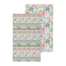 Geometric Tapestry Scalloped Harmony Kitchen Gift Set Quick Dry, 1pc Towel and 2pc Dish Cloth