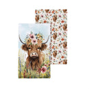 Hillside Pasture Kitchen Towel Quick Dry Waffle Weave Double-Sided, Farm Highland Cow, 30"L x 18"W