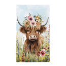 Hillside Pasture Kitchen Towel Quick Dry Waffle Weave Double-Sided, Farm Highland Cow, 30"L x 18"W