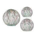 Cottage Garden LED Table Decor Glass Round Iridescent, Set of 3