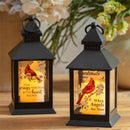 Memorial LED Table Decor Lantern with Flickering Flame, Cardinal, Asst of 2, 8.75"H