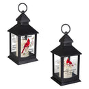 Memorial LED Table Decor Lantern with Flickering Flame, Cardinal, Asst of 2, 8.75"H