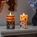 Red, White, & Bloom LED Table Decor Wax Candle, Set of 2