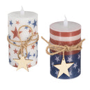 Red, White, & Bloom LED Table Decor Wax Candle, Set of 2