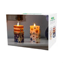 Red, White, & Bloom LED Table Decor Wax Candle, Set of 2