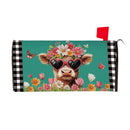 Floral Sunglasses Highland Cow Mailbox Cover