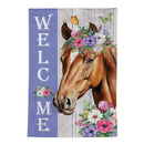 Floral Horse Welcome Moire House Flag