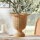 MYRA RATTAN SCALLOPED EDGE FOOTED URN