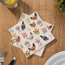 Hillside Pasture Paper Luncheon Napkin, Floral Hens, 20 Count
