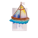 Seaside Retreat Nightlight Glass and Metal Sail Boat, 5.25"H