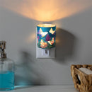 Cottage Garden Nightlight Glass Floral with Butterfly Cut Outs, Blue
