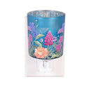 Cottage Garden Nightlight Glass Floral with Butterfly Cut Outs, Blue