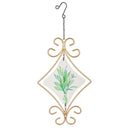 Pollinator Garden Outdoor Hanging Decor, Metal & Glass Herbs, 14.5", Asst of 3
