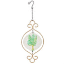 Pollinator Garden Outdoor Hanging Decor, Metal & Glass Herbs, 14.5", Asst of 3