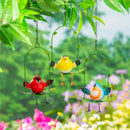 Cottage Garden Outdoor Hanging Décor, Metal Birds on Swing, 9", Asst of 3