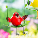 Cottage Garden Outdoor Hanging Décor, Metal Birds on Swing, 9", Asst of 3