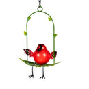 Cottage Garden Outdoor Hanging Décor, Metal Birds on Swing, 9", Asst of 3