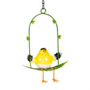 Cottage Garden Outdoor Hanging Décor, Metal Birds on Swing, 9", Asst of 3