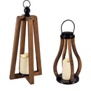 Hillside Pasture Outdoor Lamp & Lighting, Wood Candle Lantern, 2 Assorted