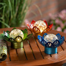 Cottage Garden Outdoor Metal Flower Glass Solar Lantern Tabletop/Stake 3 Assorted