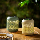 What She Shed Outdoor Lamp & Lighting Metal Cylinder Shadow Cast Solar Lantern, 2 Assorted