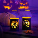 Haunted House Outdoor Lamps&Lighting, Metal Lantern with LED Candle, 2 Asst, Cat/Haunted House