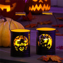 Haunted House Outdoor Lamps&Lighting, Metal Lantern with LED Candle, 2 Asst, Cat/Haunted House