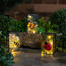 Cottage Garden Outdoor Lamp & Lighting Metal and Glass Hand Paint Solar Lantern, 3 Assorted,
