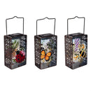 Cottage Garden Outdoor Lamp & Lighting Metal and Glass Hand Paint Solar Lantern, 3 Assorted,