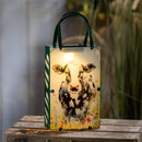 Hillside Pasture Outdoor Lamp & Lighting Metal and Glass Cow Bag Shape Solar Lantern