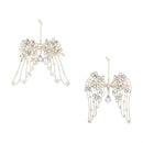 Memorial Ornament Metal Beaded Angel Wings, Asst of 2