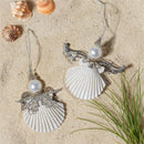 Memorial Ornament Seashell Angel, Asst of 2