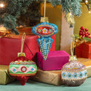 Heartfelt Cheer Ornament Fabric Beaded Finial, Asst of 3