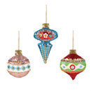 Heartfelt Cheer Ornament Fabric Beaded Finial, Asst of 3