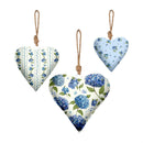 VivaStyle Ornament, Metal Ornament, Hydrangea Heart, Set of 3