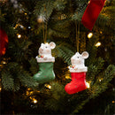 Twas the Night Ornament Resin Mouse in Stocking, 4"H, Asst of 2