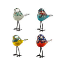 Pollinator Garden Glass Bird Sculpture with Metal Feet, 8 Piece Program, 4 Colors, 2 of Each