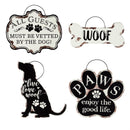 Printed Metal Hanging Dog Garden Sign Program, Asst of 4