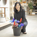 Cottage Garden Stake, Art Glass Mushroom Program With Metal Planter Display