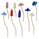 Art Glass Mushroom Garden Stake, Set of 18