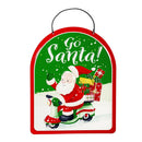 Christmas Vacation Garden Accent, Printed Metal Hanging Sign, Holiday Santa, Asst of 4